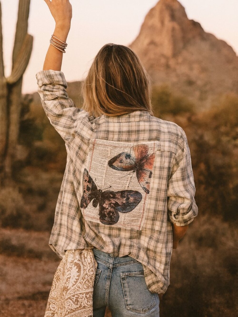 The Solenne Plaid Butterfly Top